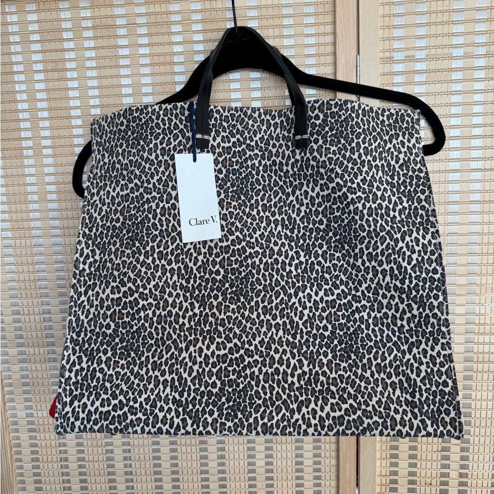 Clare V Black and Cream Leopard Tote